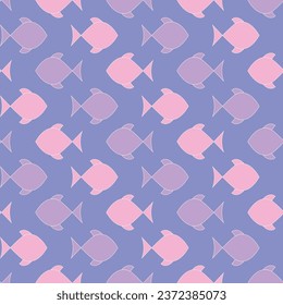 simple pink and violet fishes. vector seamless pattern. baby repetitive background. fabric swatch. wrapping paper. continuous print. sea design element for home decor, apparel, phone case, textile