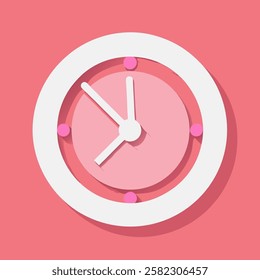 simple pink wall clock vector illustration