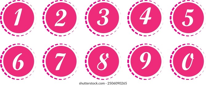  simple pink white color bullet points number set from one to nine simple flat style a number of numbers that are in a circle a number on a pink background with pink circles and numbers