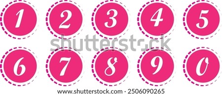  simple pink white color bullet points number set from one to nine simple flat style a number of numbers that are in a circle a number on a pink background with pink circles and numbers