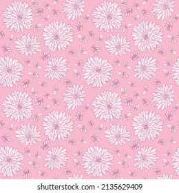 Simple pink and white lily illustration vector for seamless repeat pattern texture background. Perfect for fabric design, wrapping, scrap booking  and wallpaper projects