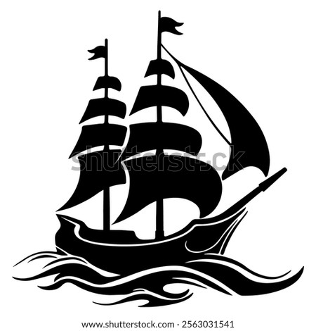 simple pirate Sailing ship silhouette