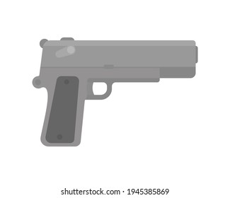 Simple Pistol Gun Icon flat Vector Illustration on the white background, Weapon Vector. Military Equipment