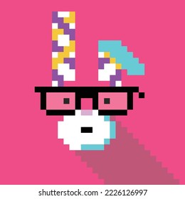 Simple pixel animal series, the rabbit wearing eyeglass