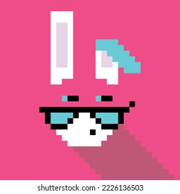 Simple pixel animal series, the rabbit wearing eyeglass