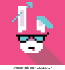 Simple pixel animal series, the rabbit wearing eyeglass
