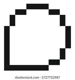 Simple pixel art depicting a rounded corner, creating an open shape with potential for various design applications 