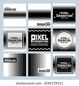 Simple pixel art gradient illustration. Vector is transparent in white. Several versions are available. Please use with or without sample text, set or single version depending on your application.