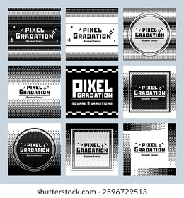 Simple pixel art gradient illustration. Vector is transparent in white. Several versions are available. Please use with or without sample text, set or single version depending on your application.