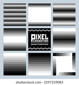 Simple pixel art gradient illustration. Vector is transparent in white. Several versions are available. Please use with or without sample text, set or single version depending on your application.