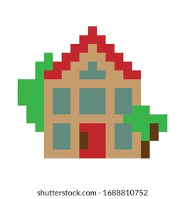 Simple Pixel Art House Icon