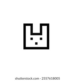 Simple pixel image depicting a rabbit's head. This image can represent the concept of cute, funny and rabbit