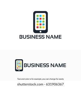 Simple pixel phone logo designs template