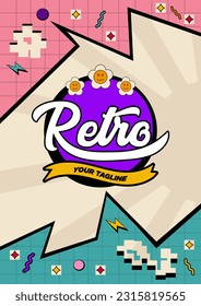 Simple Pixel Retro Poster Templates Vector Illustration