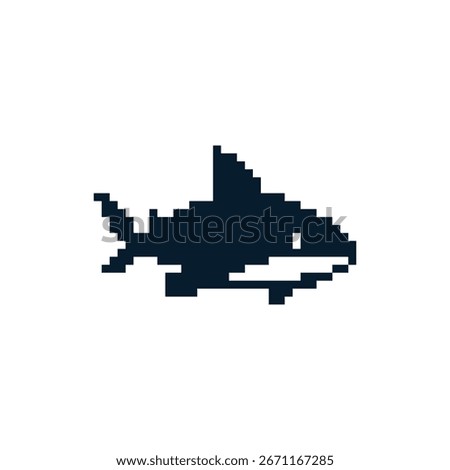 simple pixel silhouette of a shark logo vector