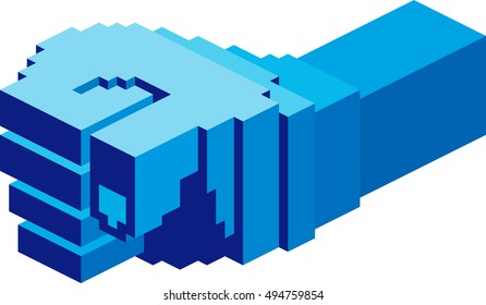 Puño Pixelado Simple. Puño de popa bajo. Vector Puño. Hexel Fist. Vector Puño. 3 quinquies.