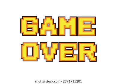 simple pixelated GAME OVER  text. concept of vintage video game. pixel art .8 bit game. retro. for game assets in vector illustrations.	