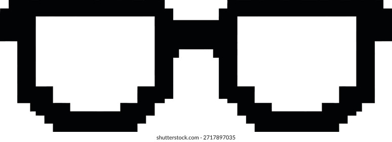 Una ilustración simple y pixelada de un par de gafas sobre un fondo blanco limpio, que simboliza la visión, el estilo o la representación digital.