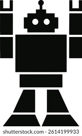 Simple Pixelated Robot Silhouette Vector Graphic