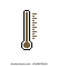 A simple pixelated thermometer with a brown mercury level. Often used as a symbol for temperature, warmth, or earth tones.