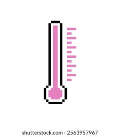 A simple pixelated thermometer with a pink mercury level. Often used as a symbol for temperature, cuteness, or a feminine aesthetic.