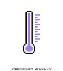 A simple pixelated thermometer with a purple mercury level. Often used as a symbol for temperature, royalty, or a magical theme.