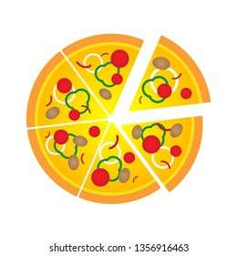 Simple pizza cartoon vector illustration design. Slide of pizza on white background.
