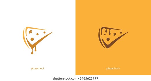 Simple Pizza Check Logo Design. Good Pizza, Pizzeria Logo, Icon, Symbol, Vector, Design Template.