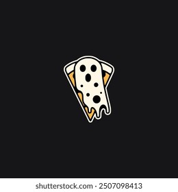 simple pizza ghost logo vector illustration template design