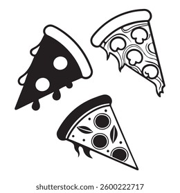 Simple Pizza icon Logo Fast Food Styles White Background