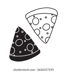 ícone simples de pizza. formato de vetor minimalista. logotipos, adesivos, mercadorias e elementos de interface do usuário