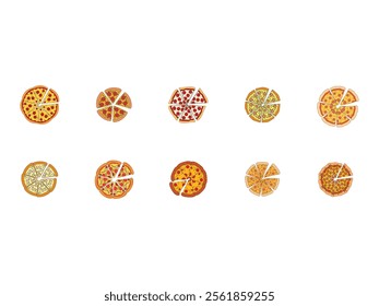 Simple Pizza Illustration Element Set