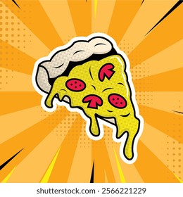 Simple pizza pop art comic icon illustration