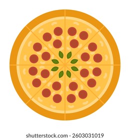 Simple pizza with red sausage and vegetable