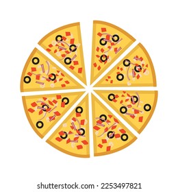Simple pizza Slice Vector Illustration flat icon.