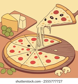 Simple Pizza, Pizza Slices Icon Set, Cheese icon, Pizza Slice Icon vector design 