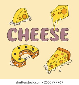 Simple Pizza, Pizza Slices Icon Set, Cheese icon, Pizza Slice Icon vector design 