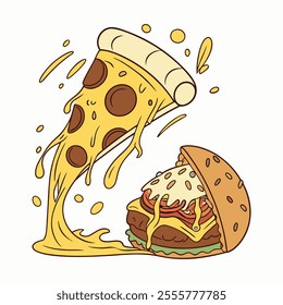 Simple Pizza, Pizza Slices Icon Set, Cheese icon, Pizza Slice Icon vector design 