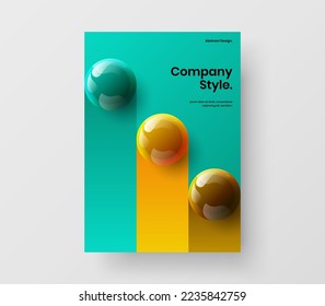 Simple placard A4 vector design template. Vivid 3D balls poster concept.