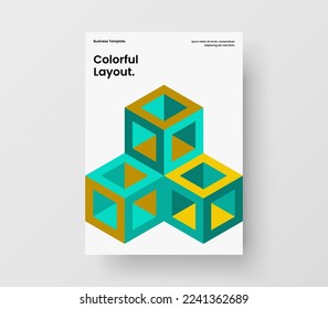Simple placard design vector concept. Trendy geometric hexagons pamphlet illustration.