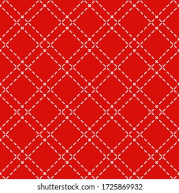 Simple Plaid Dot Stripe Line Rhombus Seamless pattern Background Wallpaper with Red Monochrome colors. Pattern for textile, fabric, print, wrapping, paper, and more.