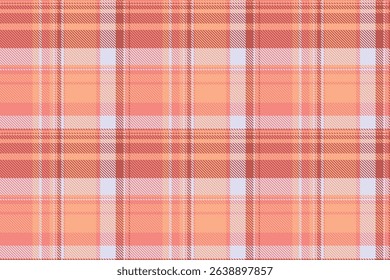 Simple plaid pattern tartan, paisley vector check background. Teen seamless textile texture fabric in red and orange colors palette.