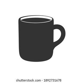 Simple plain ceramic mug with drink silhouette template. Modern minimal flat clip art vector illustration design.