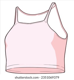 Simple plain croptop no sleeves, soft pink color vector