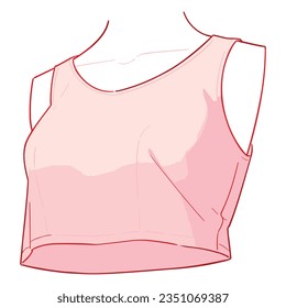 Simple plain croptop no sleeves, soft pink color vector