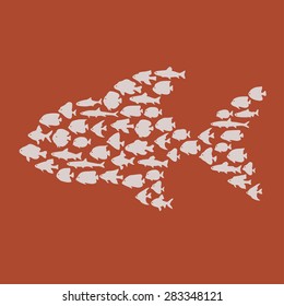 Simple plain style big fish mosaic illustration. T-shirt or bag print design.