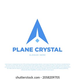 Simple plane crystal logo design. plane logo for your brand and business