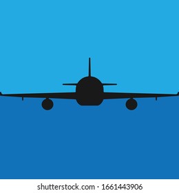 
a simple plane on a background of water and sky