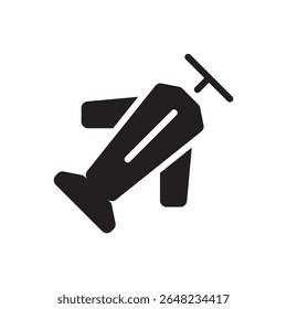 Simple plane silhouette icon. Vector of a jet flying diagonally perfect for travel and flight themes.