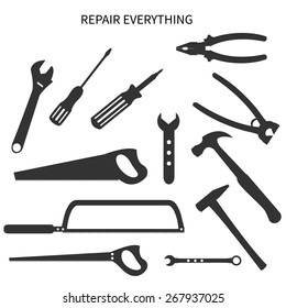 Simple plane working tools icons. Vector.